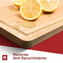 Juego 3 Tablas para Picar de Madera de Bambú. Tablas de Cocina para Cortar Premium, Gruesas, Duraderas y Resistentes, con Ranura Anti Escurrimiento y Diseño Ergonómico. 100% Biodegradables - Jumbo - Ver 10