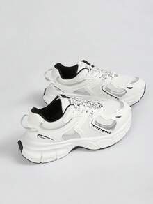 Women's New Sports Chunky Sneakers, Mesh Thick Bottom Shallow Mouth Wedge Heel Casual Shoes, Lightweight Versatile Fashion Casual Shoes, Lace-Up, White, Gray, Sneakers - White - View 1