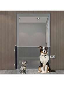 1pc Easy To Install Retractable Black PVC Pet Gate - No Drilling Required, Suitable For Indoor Stairs, Dog Isolation Fence, Cat Enclosure, With Auto-Close Function, Also Can Be Used As Outdoor Cat Door - Multicolor - View 4