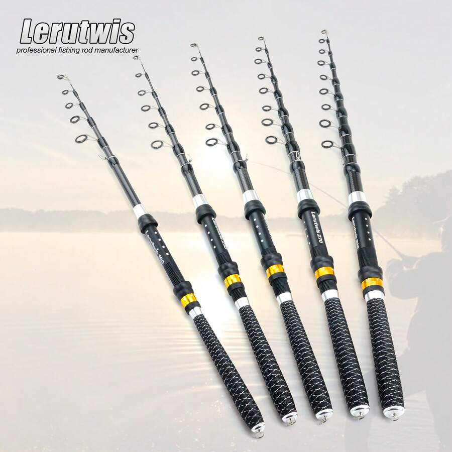 Lerutwis Joran Pancing Paduan Karbon Sensitif yang Dapat Diatur Panjangnya 1,8m-3,0m dengan Dudukan Reel, Lembut & Ringan, Joran Pancing Multifungsi yang Dapat Ditarik dan Diputar, Portabel untuk Memancing Jarak Pendek