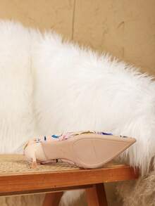 Women's Sexy High Heels Fashionable And Versatile Pointed Toe Stiletto Graffiti Shoes - 杏色 - 查看 6