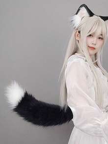 Phụ kiện cosplay tai và đuôi mèo thủ công, đạo cụ hóa trang cáo, Halloween - màu đen - Xem 3