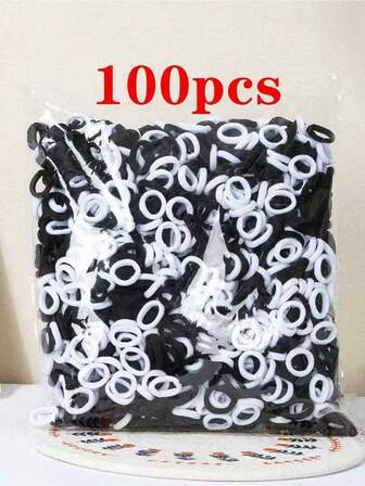 100 件黑白涤纶发圈，适合所有季节，是送给朋友和女朋友的日常佩戴的绝佳礼物