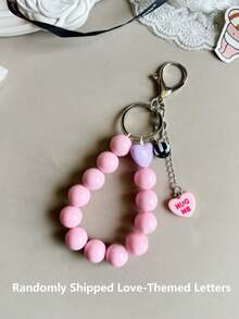 1pc Handmade Heart-Shaped Beaded Lanyard, Candy Color, Creative Accessory For Cameras, Phones, Bracelets - Multicolor - View 12
