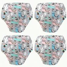 4 件卡通图案训练裤，可洗学习裤，透气训练布尿布，防漏，男女通用，四季婴儿内衣，婴儿可洗印花如厕训练裤，完美礼物 - 彩色 - 查看 16