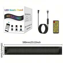 汽车LED矩阵像素面板DIY RGB照明涂鸦滚动文字板挡风玻璃广告屏蓝牙APP控制 - 黑色 - 查看 11