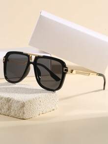 Sporty Outdoor Y2K Retro Driving Travel Beach Unisex Summer Big Frame Fashion Sunglasses, Women's Fashion Sunglasses, Suitable For Office Desk And Home Decor, Eyewear Accessories, Decorative Accessories, Durable Structure, Women's Fashionable Square Sunglasses, Full Frame, Metal Hinges, Suitable For Daily Use, Commuting, Fashion Photography, Holiday Gifts, Daily Eyewear | Minimalist Style | Durable Sunglasses