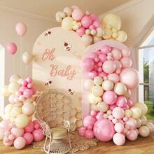 105pcs Pink & White Balloon Arch Kit, Pink & Gold Balloon Garland Arch Decor, Pink White Gold Confetti Balloons For Boy Girl Baby Shower Gender Reveal Wedding Birthday Party Room Bridal Shower Decorations - Baby Pink - View 10