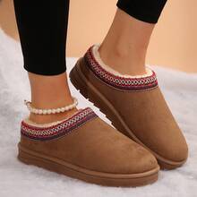 Botas de nieve para mujer tipo slip-on, de caña corta, forradas térmicamente, con suela gruesa, botas de tobillo, versátiles para otoño e invierno, antideslizantes, cálidas, lavables, con suela blanda para interior y exterior - Granate - Ver 9