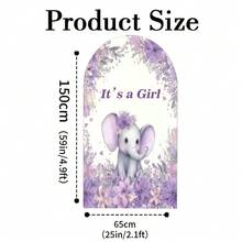 1pc/65pcs 2D Flat, Purple Elephant Arch Backdrop - Adorable Elephant With Floral Crown & Balloons Design, Polyester Fabric, Perfect For Youngsters' Baptism & Birthday Party Decorations, Youngsters Shower Decor Playful Design, Durable Party Accessory - Multicolor-04 - View 11