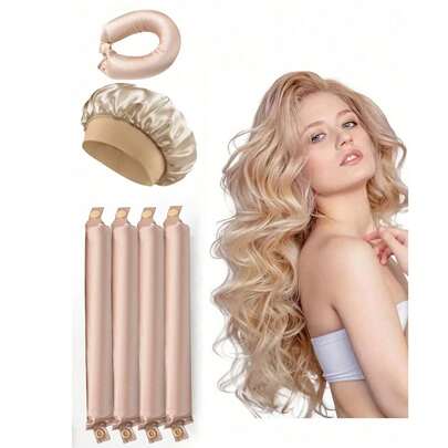 5支/4支/3支装免加热卷发棒，慵懒卷发器，丝质卷发器，弹性睡眠发带，长发柔软卷发工具，家用手动造型配件，睡眠卷发器，适合情人节、七夕节，女士适用，无需加热即可打造波浪卷发，旅行必备，发型，美发，卷发，卷发器，卷发棒，无需加热即可卷发，无需加热即可卷发，卷发棒，卷发器，卷发，卷发工具，卷发棒，卷发扩散器，头发，旅行，美发产品，美发工具，美发用品，理发师，理发配件，理发店，美发设备