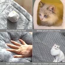 Dog House Indoor Memory Sponge Foldable Dog House Kennel Bed Mat With Cushion For Small Medium Large Dogs Cats Winter Warm Cat Nest Puppy Cave Sofa Pet Products XL - 灰色 - 查看 3