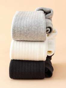 1 双女童紧身裤加厚保暖，冬季款式，婴儿幼儿打底裤儿童七分紧身裤，经典黑、白、灰，简约风格，适合外穿和日常穿搭