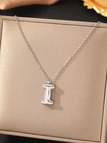 WOiWOi 1pc Stainless Steel Women's Alphabet Letter Pendant Necklace With Gold-Plated Chain, Fashionable And Elegant, Perfect Gift For Her