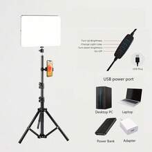 11-Inch USB LED Video Light Panel With Adjustable Tripod Stand, For Photography, Live Streaming And Video Recording - one-size - View 3