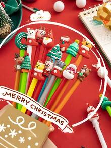 20 piezas - Bolígrafos navideños, bolígrafo de bola navideño de 0.5 mm con tinta de gel negra, bolígrafo de personaje navideño, bolígrafo de gel de dibujos animados navideños adecuado para útiles escolares y de oficina, papelería creativa de oficina, bolígrafo neutro de expresión demoníaca, bolígrafo de regalo lindo para Halloween, bolígrafo a base de agua, bolígrafo de firma de oficina, bolígrafo de rodillo negro de 0.5 mm a granel para suministros de fiesta de Halloween y Acción de Gracias, estilo aleatorio, Navidad