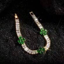 1 قطعة سوار تنس فاخر بشكل قلب ذهبي، 1 قطعة سوار تنس أنيق بشكل قلب للنساء مرصع بأحجار الزركونيا البنفسجية | سوار للذكرى السنوية، مجوهرات لامعة - هدية مثالية لعيد الحب والذكرى السنوية