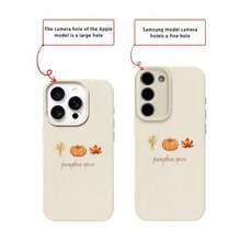 1pc TPU Material Fashionable Minimalist Autumn Elements Wheat, Pumpkin, Maple Leaf Pattern Phone Case Compatible With IPhone/Compatible With Redmi,International Version, Not The Domestic Version - White - View 7