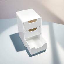 A Set Of Three-Layer Drawer Storage Boxes For Desktop Storage. The Stackable Design Is Compact And Cute, Saving Space And Suitable For Storing Office Supplies, Hair Clips, Jewelry, And Cosmetics. It Is An Ideal Choice For Desktop Organization And Also A Home Jewelry Box. Lockers - trắng - Xem 6