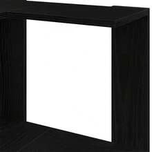 Librería Esquinera Larryhot Roble Negro 50 x 50 x 179 cm, resistente y duradera, fácil de montar, estilo decorativo, adecuadA, Para guardar adornos, figuras, libros, pequeños objetos, etc. - Negro - Ver 7