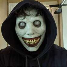 1 pieza Máscara de Demonio Sonriente (QMR), Máscara de Disfraz Aterrador, Máscara de Látex de Demonio de Ojos Blancos para Disfraz de Halloween