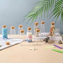12PCS Mini Glass Bottle With Wood Cork Stoppers,30ml DIY Dration Glass Jars For Halloween Drations,Wedding Party Favors,18210820 - 摩卡棕 - 查看 5