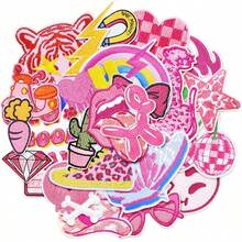 25PCS Preppy Iron On Patches Pink Fun Cute Western Cowgirl Sew Embroidered Patchs Clothes Jeans Jackets Backpack Dress Girls Aesthetic Repair Patch Style 1