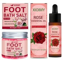XIOIMY 2 件玫瑰足部护理套装，足浴球深层清洁，精油保湿，适合换季时脚部干燥皲裂，长期使用可使皮肤柔软光滑，是送给女性的绝佳礼物