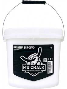 Mx Chalk, Cubeta Magnesia en Polvo, 1 Kg, Carbonato de Magnesia, Gimnasia, Calistenia, Halterofilia, Escalada,, Color Blanco - 1 - Ver 8