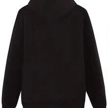Slogan Graphic Men's Gothic Letter Hoodie - 52% 48% Blended, Black And White Contrast Pullover With White Piping And Pockets, Casual Street Style Layered In Spring And Autumn, Machine Washing, Everyday Comfort (Suitable For Fitness, Camping, And Going Out) - Men's Fashion Essentials, Gothic Letter Design, Ribbed Cuffs And Drawstrings, Loose Fittings That Are Suitable For All Seasons - Black - View 3