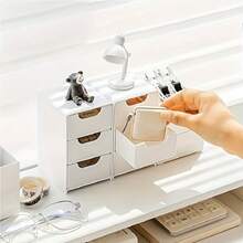 A Set Of Three-Layer Drawer Storage Boxes For Desktop Storage. The Stackable Design Is Compact And Cute, Saving Space And Suitable For Storing Office Supplies, Hair Clips, Jewelry, And Cosmetics. It Is An Ideal Choice For Desktop Organization And Also A Home Jewelry Box. Lockers - trắng - Xem 8