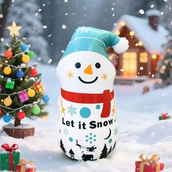 1 pièce Bonhomme de neige de Noël gonflable, fabriqué en matériau PVC, convient pour la décoration intérieure/extérieure, les fêtes, les cadeaux de Noël