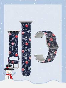 1 pieza Brazalete de reloj de silicona rojo con texto "Ho Ho Ho" para Navidad, cómodo y transpirable, compatible con Samsung, Garmin, Honor y Apple Watch de 38mm a 49mm. 1 pieza Brazalete de reloj de silicona con estampado floral colorido, cómodo y transpirable, compatible con Apple Watch.