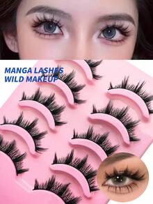 5对漫画睫毛透明睫毛自然交叉稀疏假睫毛角色扮演化妆工具旅行必备工具美容化妆工具魅力优雅 - 尖尾漫畫款 - 查看 10