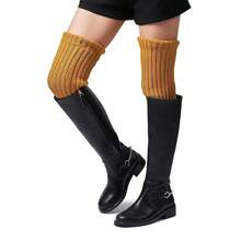 Leotruny Women's Winter Over Knee High Footless Socks Knit Leg Warmers - Yellow - View 4