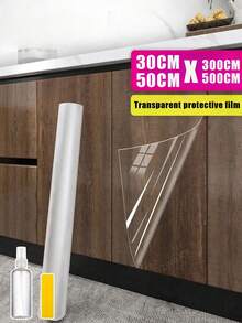 1 Roll High Clarity Protective Film, Sticky Kitchen Sticker Waterproof Oil-Proof Flame Retardant, For Desktops, Walls, Coffee Tables, Dining Tables, Furniture, Marble Stickers, Anti-Scratch Heat-Resistant Renovation Sticker