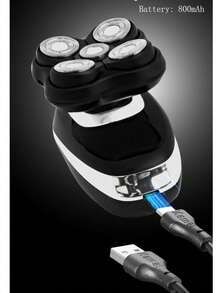 Kemei KM-T378 Electric Bald Head Shaver, Professional Waterproof Cordless Hair Clipper, 10000 RPM, USB Rechargeable Electric Shaver With 5 Heads (1 Piece) - Black - View 6