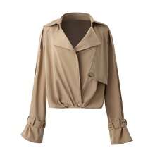 Autumn Double Breasted Suit Collar Windbreaker Jacket Casual Jacket For Women