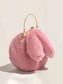 1 件毛绒兔子斜挎包，可爱韩式毛绒手提包，秋冬