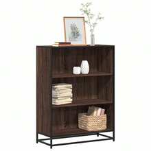 Librería Larryhot roble marrón 80,5x35x107,5 cm de madera industrial, resistente y duradera, fácil de montar, estilo decorativo, adecuadA, Para guardar adornos, figuras, libros, pequeños objetos, etc. - Marrón - Ver 1