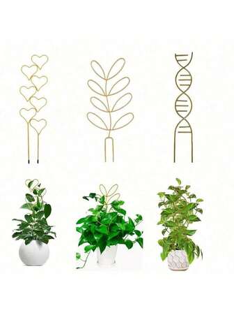 1/3pcs, Golden Trelli For Potted Plants, Samll Trellis For Climbing Plant Flower Stackable Houseplant, Heart Shaped Trellis For Vine Plant Support Indoor Decoration Plant Climbing Holder Rack