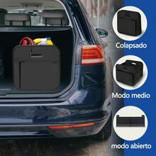 Organizador para Maletero de Auto, Plegable Organizador de Cajuela para auto con Asas Reforzadas, Gran Capacidad, Impermeable,últiples Compartimentos para todoterreno,coche,SUV (Negro) - Negro - Ver 5