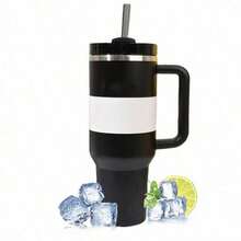 40oz Large Capacity Stainless Steel Insulated Tumbler With Handle & Straw – Double-Wall Vacuum Insulation For Hot & Cold Beverages, Perfect For Home, Office, Gym, Or Camping – Durable, Portable, And Leak-Proof Design For All-Day Temperature Retention. - màu đen - Xem 3