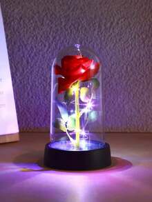 1pc Realistic Rose Lamp - With Lighting, Charming Red Rose LED Night Light - Battery Powered, Ideal For Bedroom And Desk Decor, Perfect Gift For Christmas, Mother's Day And Valentine's Day