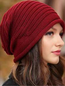 Neue Herbst/Winter gestrickte Beanie Mütze, warme Strick Kappe mit Umschlag, Unisex Ski Mütze, Radfahren Kopfbedeckung, Mütze für kaltes Wetter