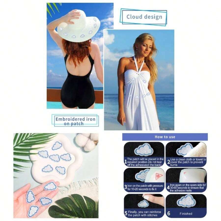 10 Pieces Cloud Iron On Patches, Sew On Tiny Cloud Embroidered Patch Appliques Clothing Dress Jackets Backpacks Pants Caps Decoration