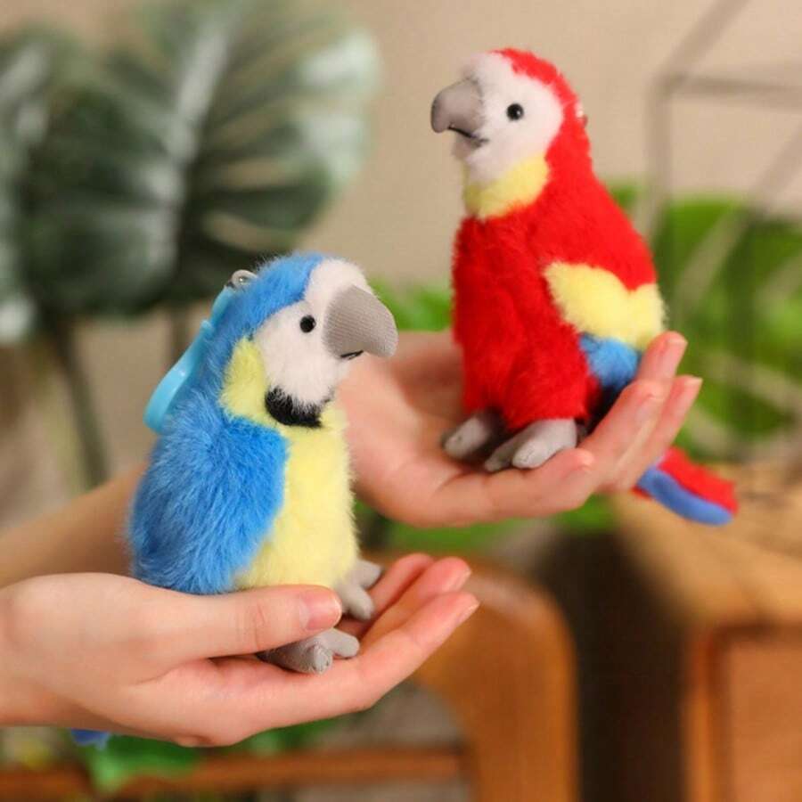 1pc Cute Realistic Parrot Plush Stuffed Animal Doll, Soft Plush Parrot Doll, Backpack Hanging Decor, Keychain, Children's Doll, Birthday/Christmas Gift - Multicolor - View 1