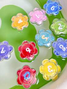 26-10pcs Baby Bath Toys, Floating Number Cognitive Toys, Flower Shaped Soft Rubber Water Play Toys, Animal Patterns, Suitable For Toddlers, Develop Grasping Ability, Promote Early Education, Let Boys And Girls Enjoy Bath Time - Multicolor - View 7