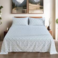 Black Sheets, Deep Pocket, 1800 Thread Count, Soft Breathable, Cute Printed Boho Farmhouse Bed Sheets, Up To 18 Inch - Plumbago Blue - View 7