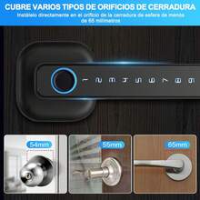 Cerradura Inteligente,Cerradura Electrónica 5 en 1,TUYA App Bluetooth,Huella Digital,Contraseña,Llave física,Tarjeta IC,Protección con Contraseña,Cerradura de  Fácil de Instalar(Negro) - 1 - Ver 3